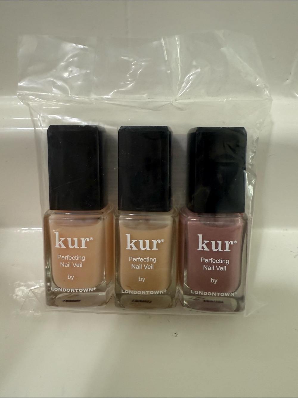 KUR.  Perfecting Nail Veil Trio - Nude, Cream & Mauve. New in packaging.